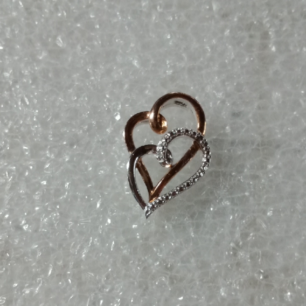 Double Heart Gold And Silver Pendant #A400